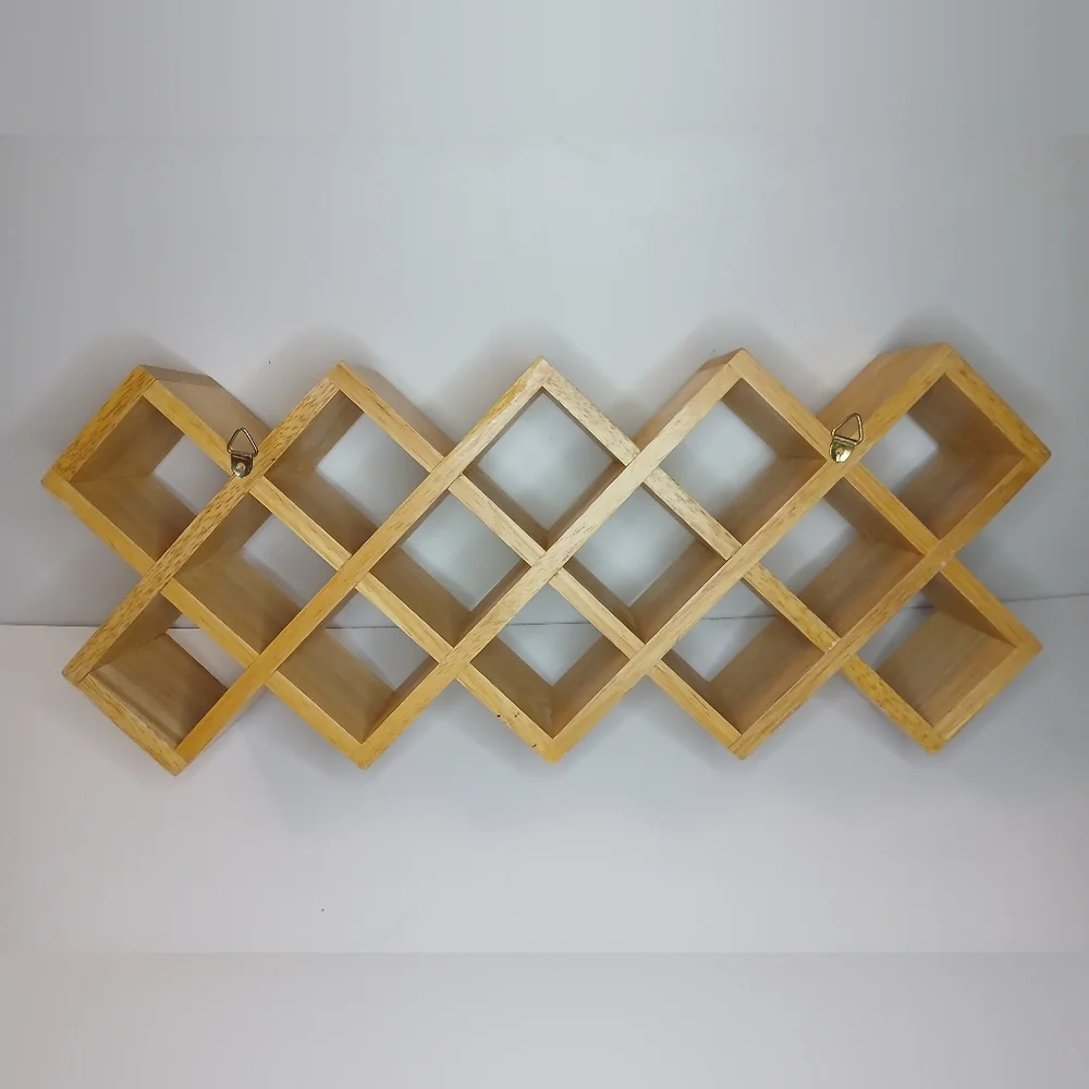 Vintage Wooden Multiple Cubby Display Shelf - 3 Rows Wooden Display Shelves